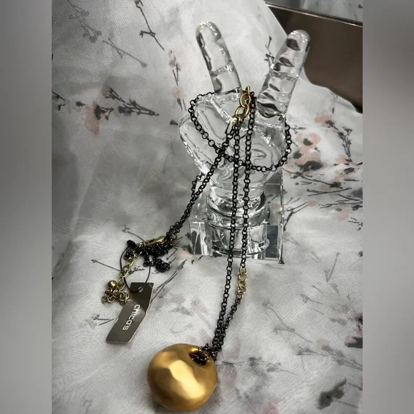Chico’s Maye Mixed Metal Textures Sphere Necklace - NWT - Picture 7 of 7